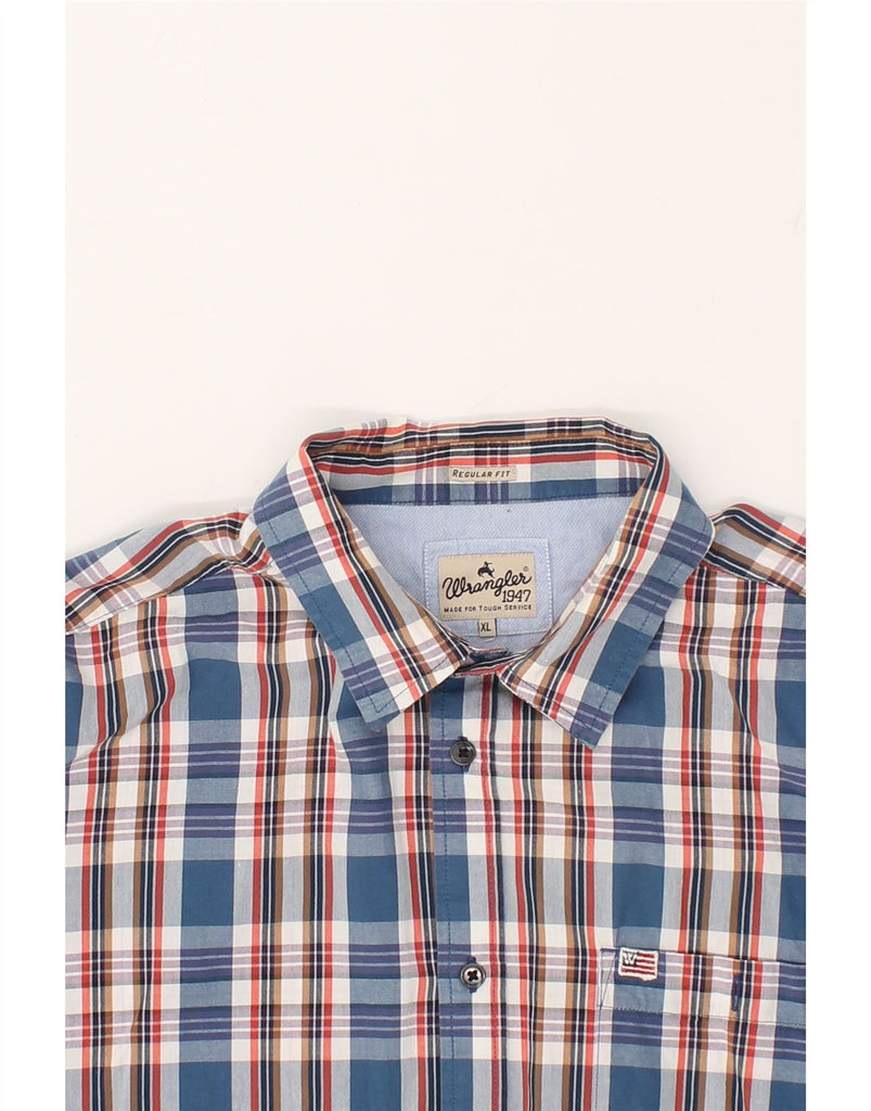 WRANGLER Mens Regular Fit Shirt XL Blue Check Cotton | Vintage Wrangler | Thrift | Second-Hand Wrangler | Used Clothing | Messina Hembry 