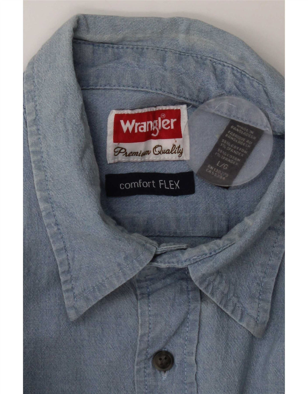 Wrangler Mens Denim Shirt Large Blue Cotton