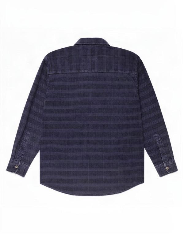 Globe Trotter Mens Corduroy Shirt Large Navy Blue Plaid