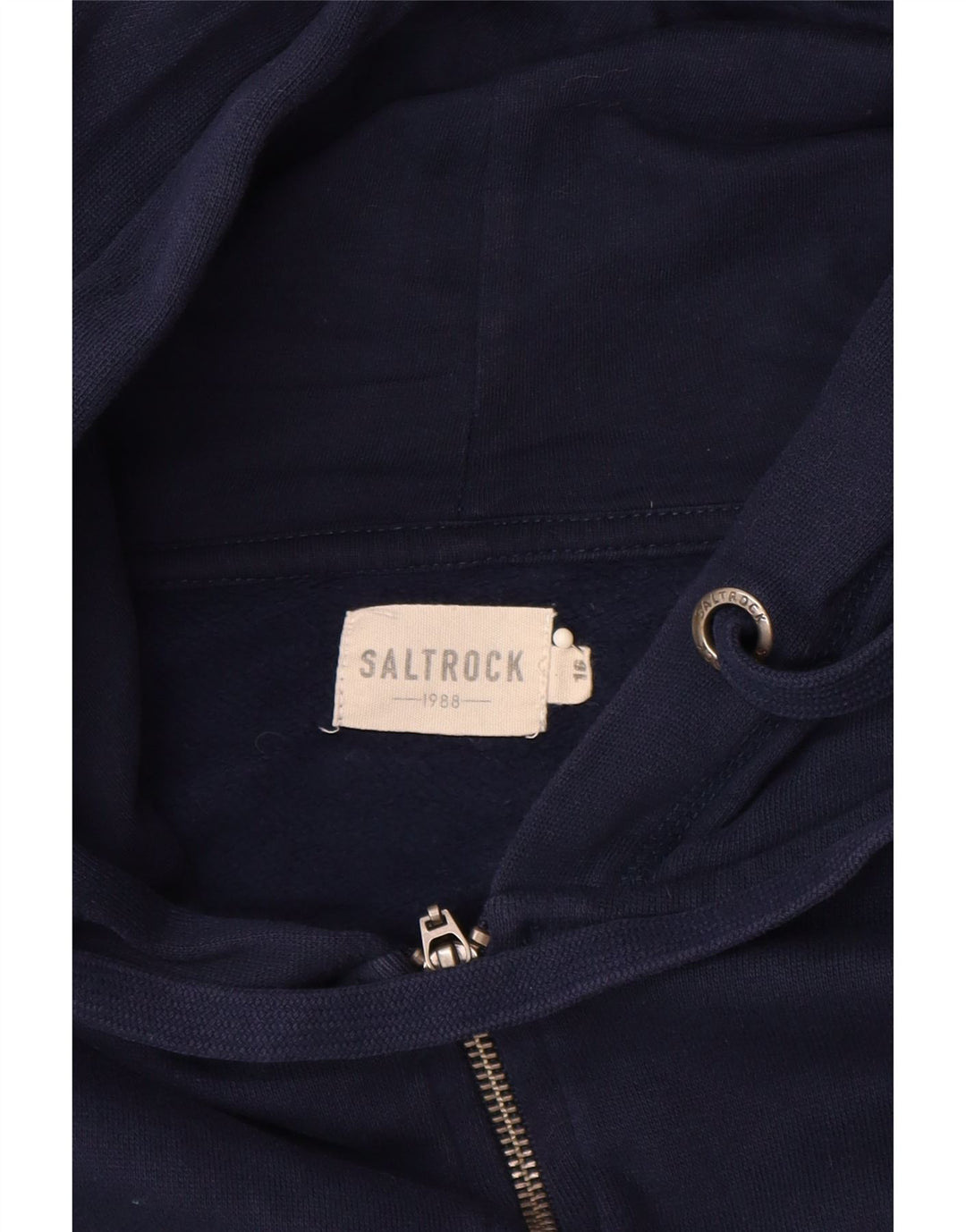 SALTROCK Womens Oversized Graphic Zip Hoodie Sweater UK 16 Large Navy Blue