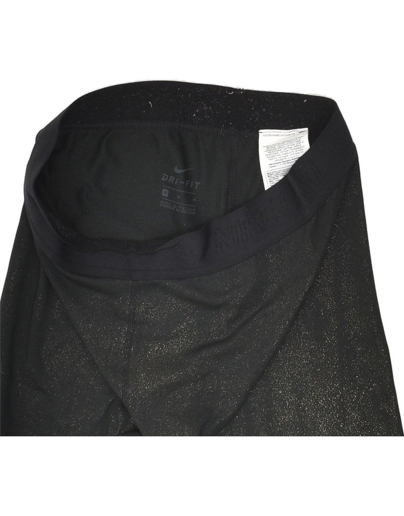 NIKE Womens Graphic Capri Leggings UK 12 Medium Black Spotted Polyester | Vintage Nike | Thrift | Second-Hand Nike | Used Clothing | Messina Hembry 