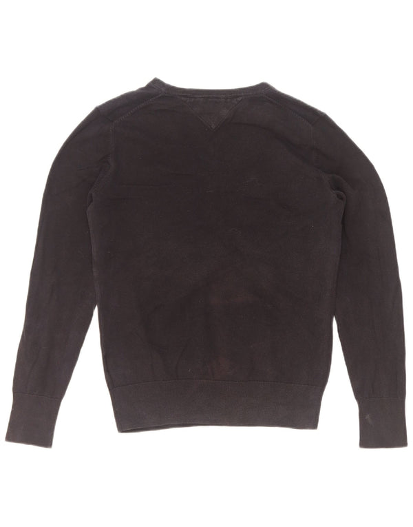 Tommy Hilfiger Womens V-Neck Jumper Sweater UK 10 Small Navy Blue Cotton