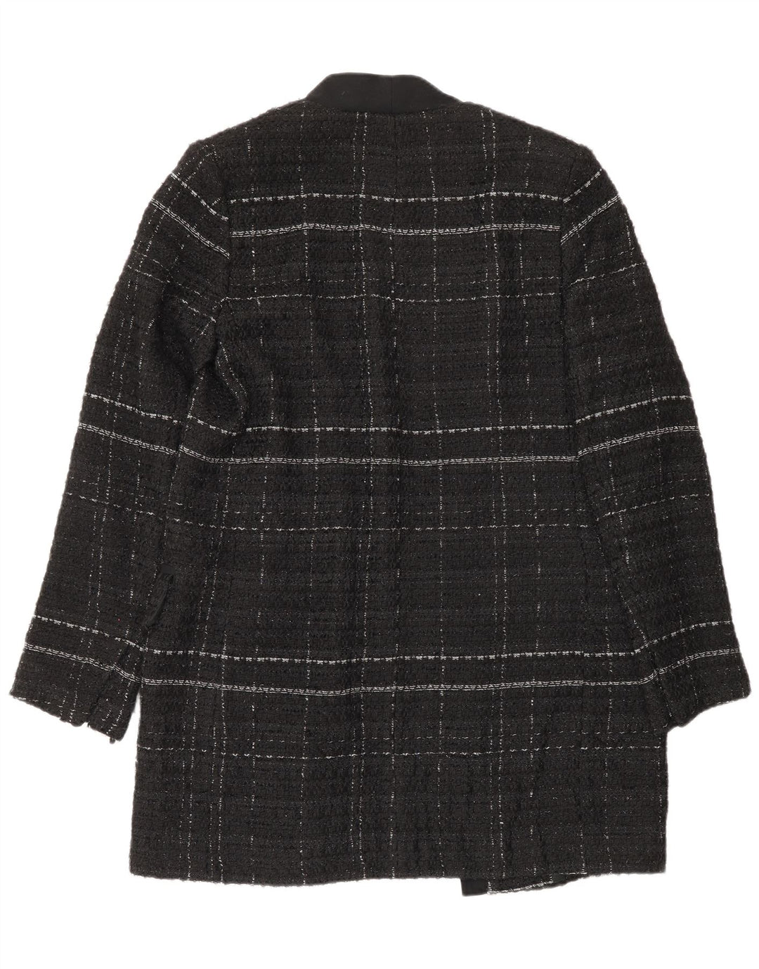 Zara Womens Open Overcoat UK 14 Medium Black Check
