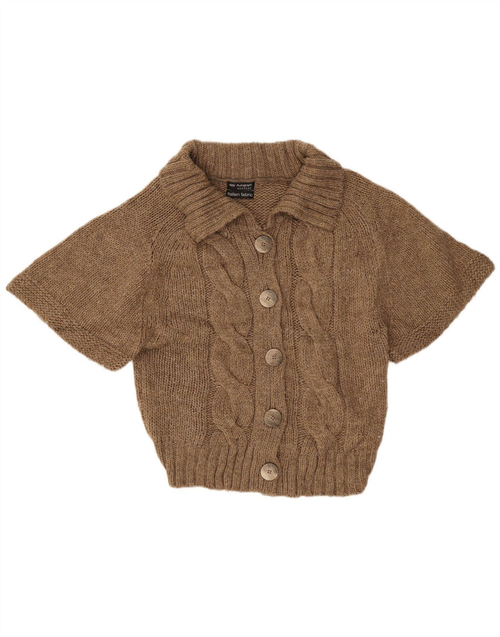Marks & Spencer Womens Short Sleeve Cardigan Sweater UK 10 Small Beige