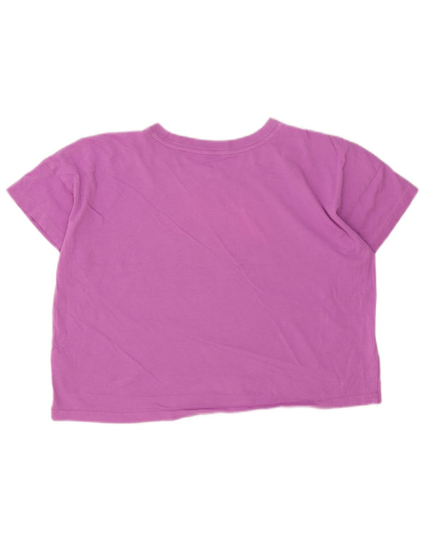 Adidas Womens Loose Fit Crop Graphic T-Shirt Top US 14 Large Purple Cotton