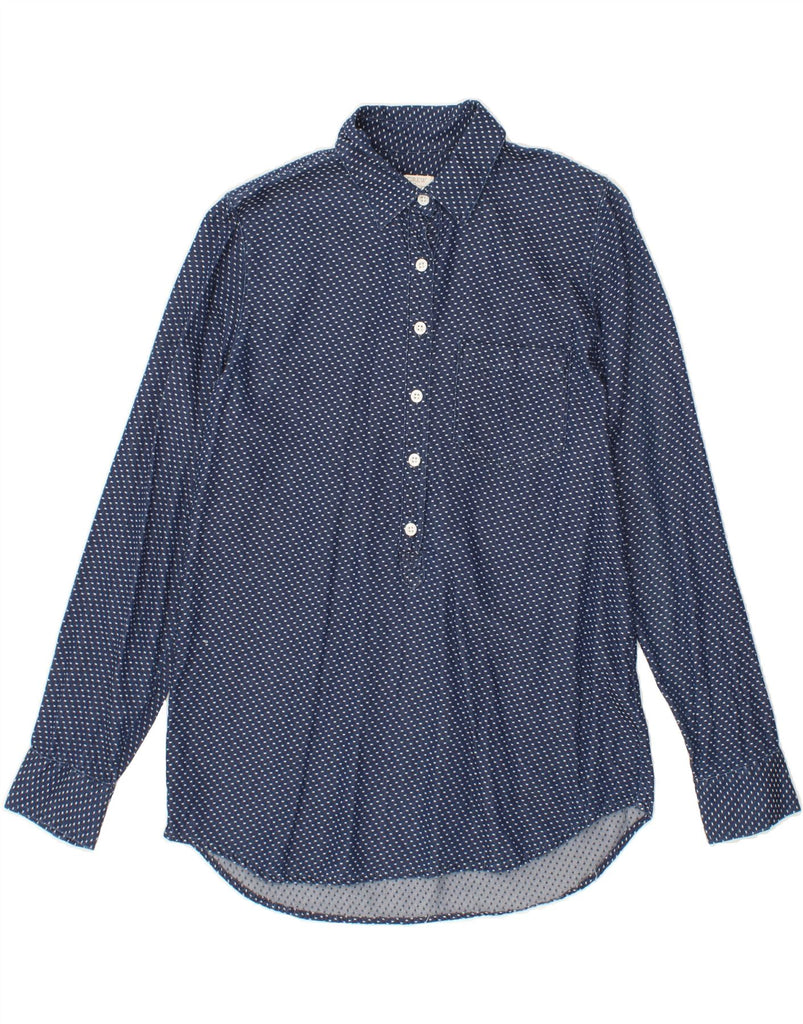 J. CREW Womens Oversized Pullover Shirt UK 6 XS Navy Blue Spotted Cotton Vintage J. Crew and Second-Hand J. Crew from Messina Hembry 
