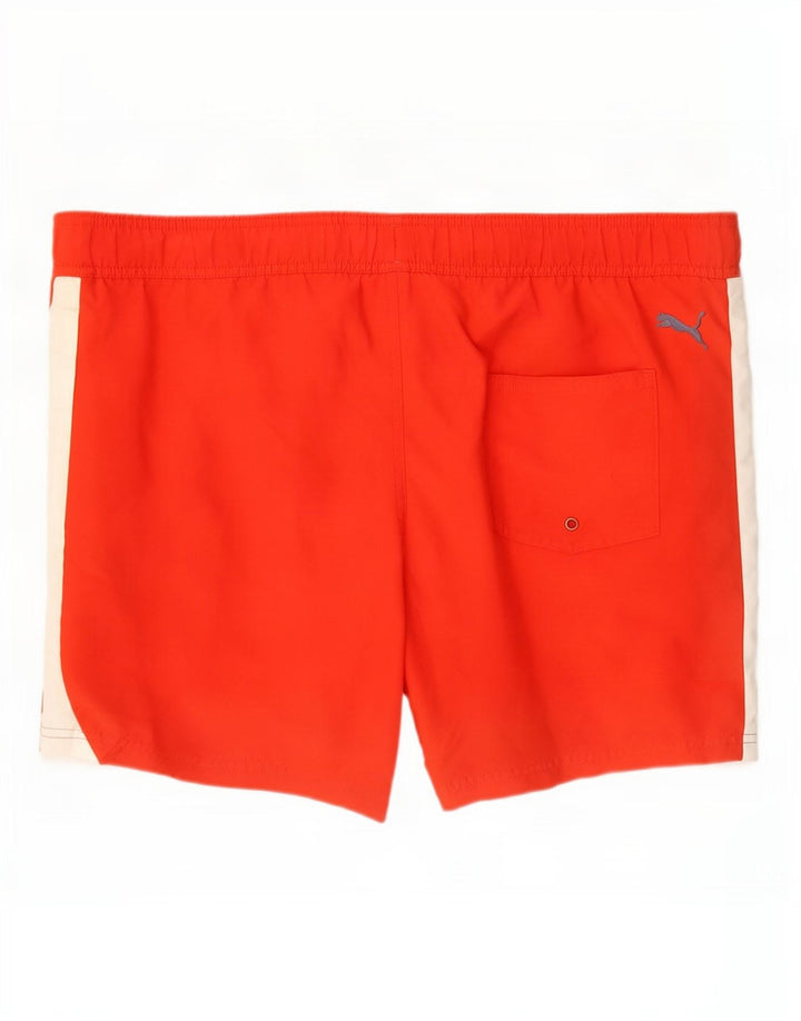 Puma Mens Graphic Swimming Shorts Large Orange Colourblock Polyester