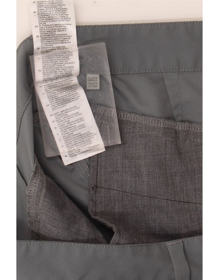 ADIDAS Mens Slim Chino Trousers W34 L32 Grey Polyester