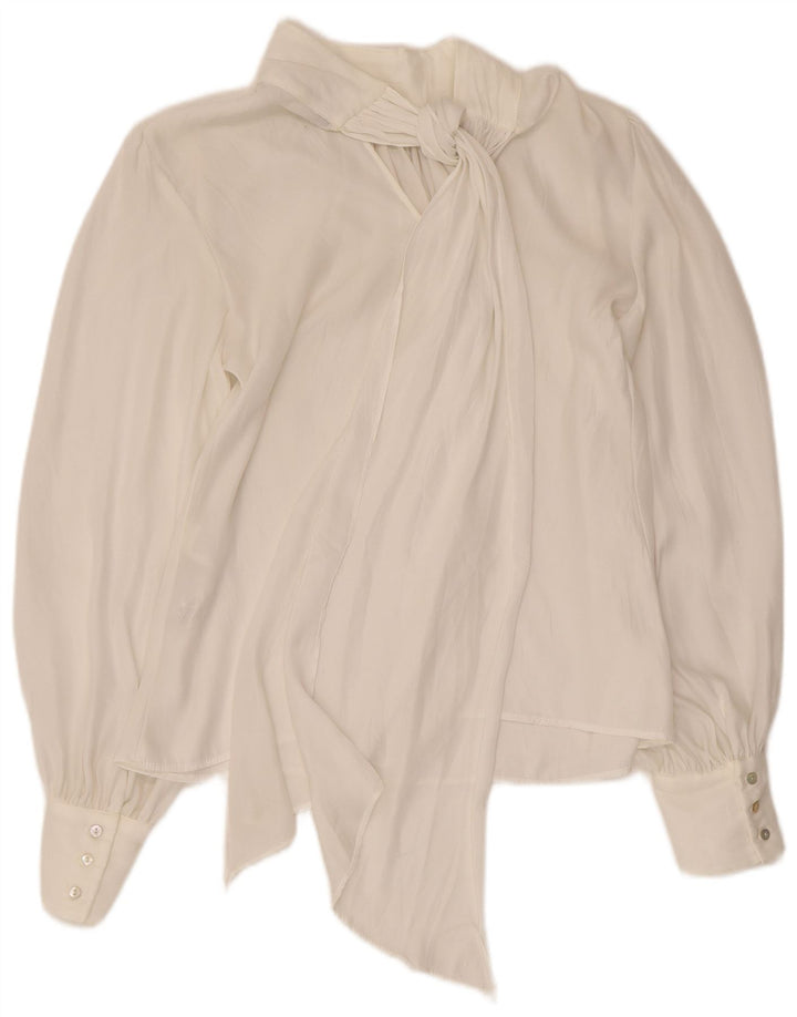 Zara Womens Long Sleeve Blouse Top UK 12 Medium White Polyester