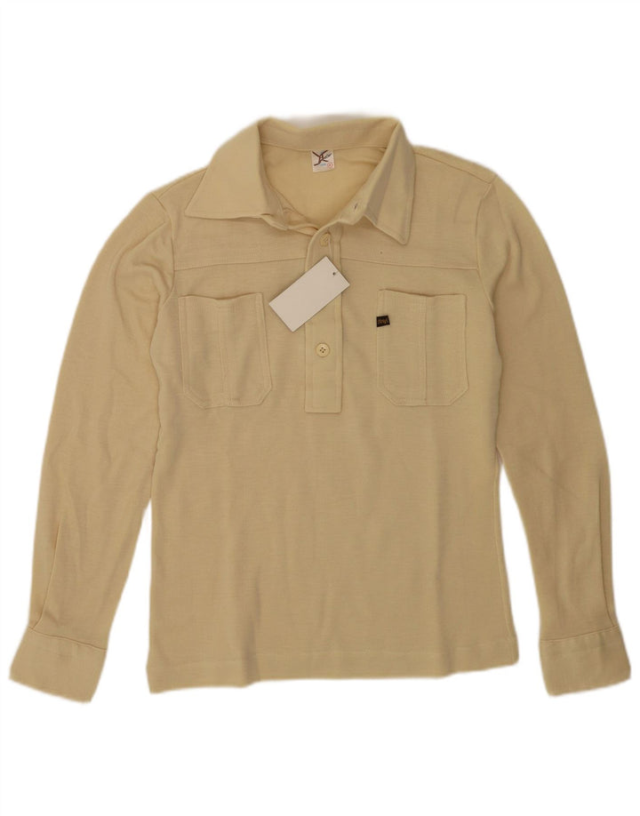 BETA Mens Long Sleeve Polo Shirt IT 48 Medium Beige