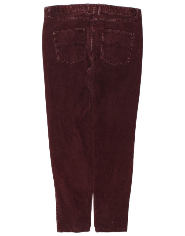 Marks & Spencer Womens Slim Corduroy Trousers UK 12 Medium W32 L27 Burgundy