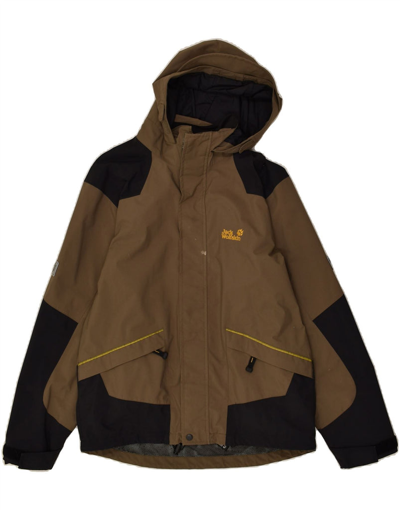 JACK WOLFSKIN Boys Hooded Windbreaker Jacket 13-14 Years Brown Colourblock | Vintage Jack Wolfskin | Thrift | Second-Hand Jack Wolfskin | Used Clothing | Messina Hembry 