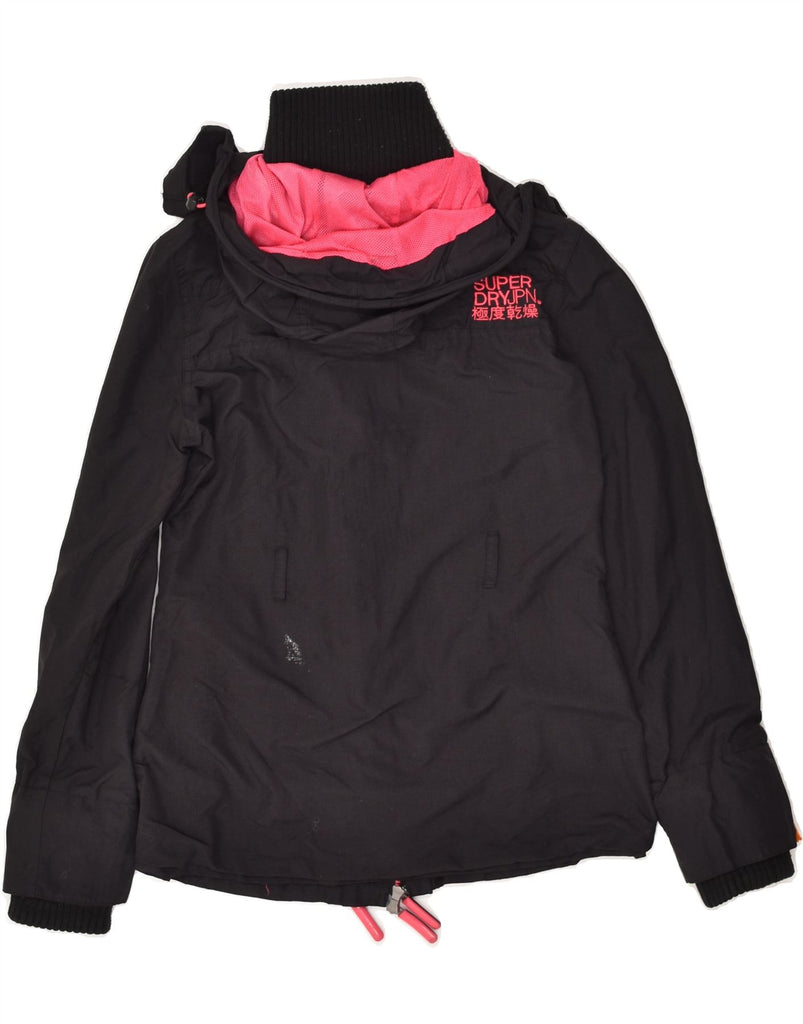 SUPERDRY Womens Windmac Hooded Windbreaker Jacket UK 6 XS Black | Vintage Superdry | Thrift | Second-Hand Superdry | Used Clothing | Messina Hembry 