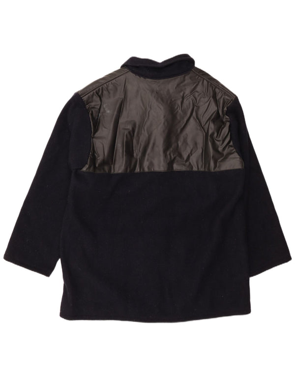 VINTAGE Mens Loose Fit Overcoat IT 44 XS Navy Blue Colourblock Wool