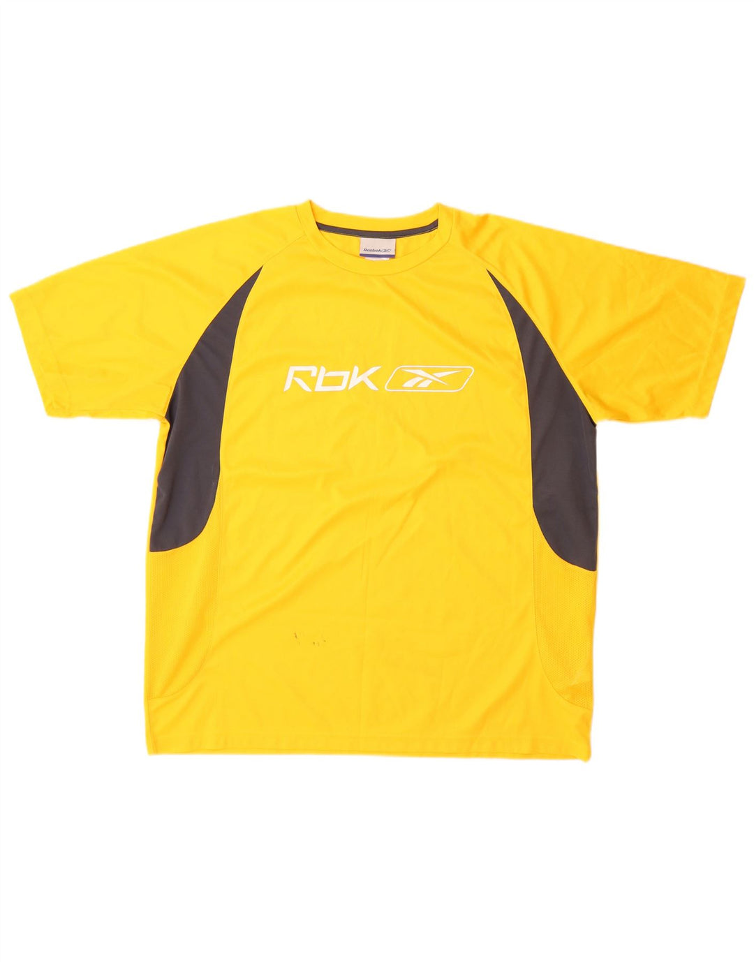 Reebok Mens Graphic T-Shirt Top Large Yellow Colourblock Polyester