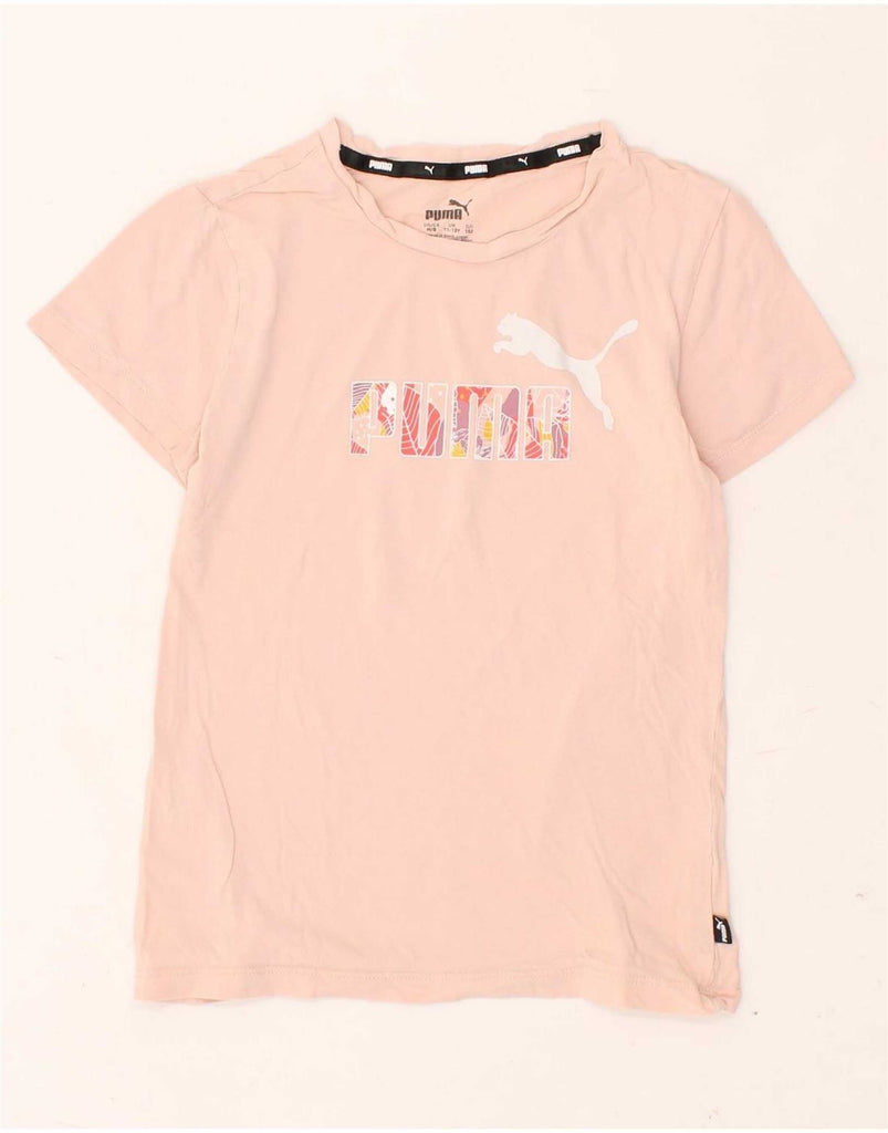 PUMA Girls Graphic T-Shirt Top 11-12 Years Pink Cotton Vintage Puma and Second-Hand Puma from Messina Hembry 