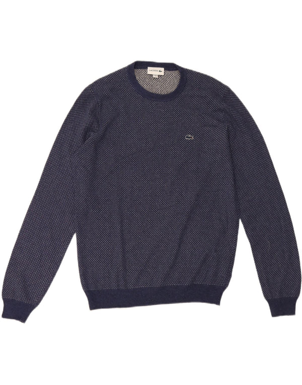 Lacoste Mens Crew Neck Jumper Sweater Size 5 Large Navy Blue Wool