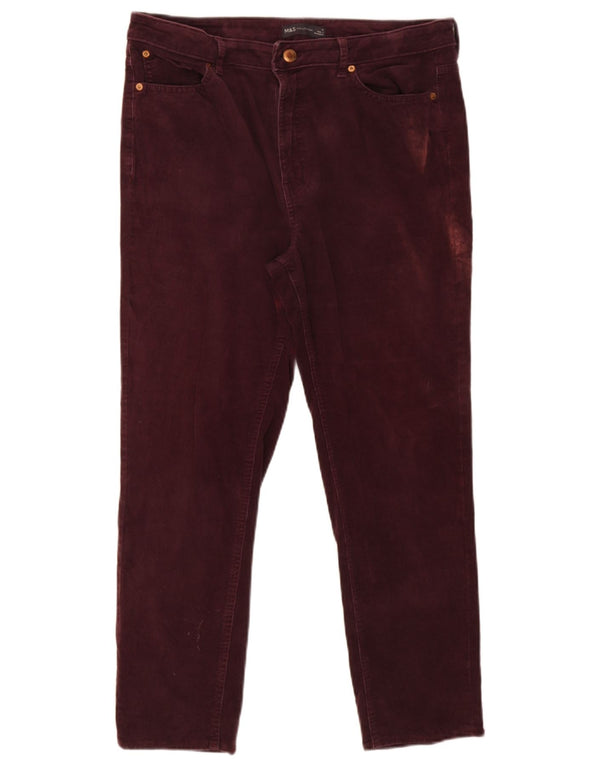 Marks & Spencer Mens Slim Corduroy Trousers UK 16 Large W36 L25 Burgundy