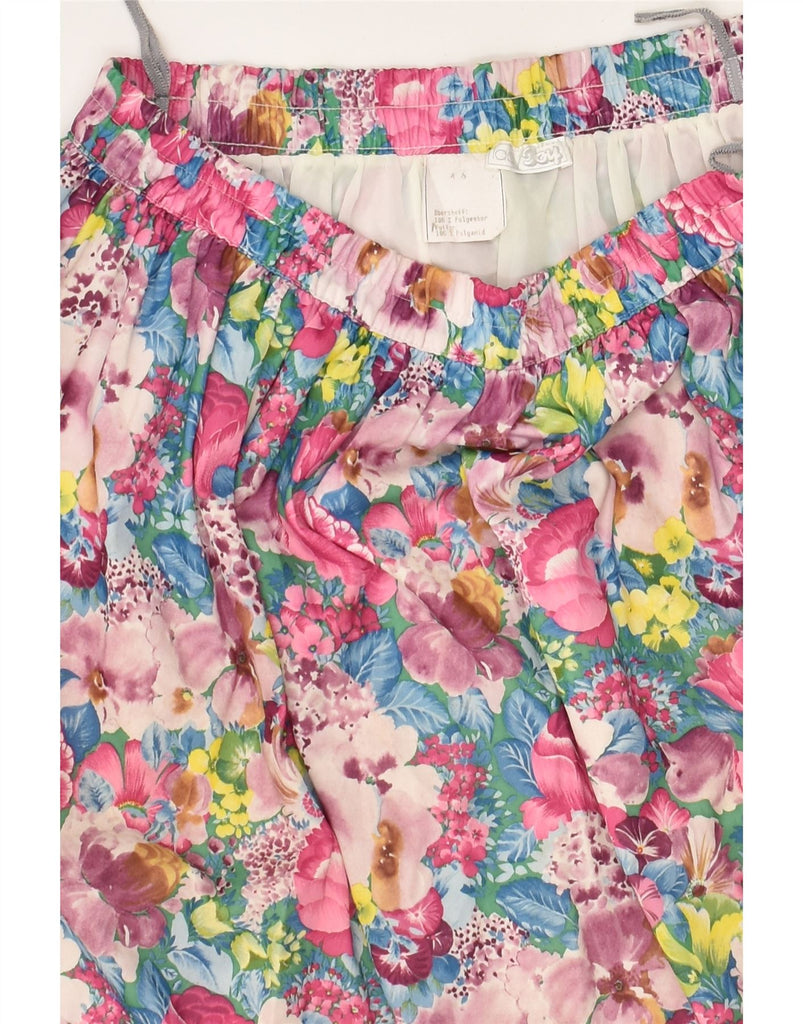 LADY JOY Womens A-Line Skirt IT 46 Large W32  Pink Floral Polyester | Vintage Lady Joy | Thrift | Second-Hand Lady Joy | Used Clothing | Messina Hembry 