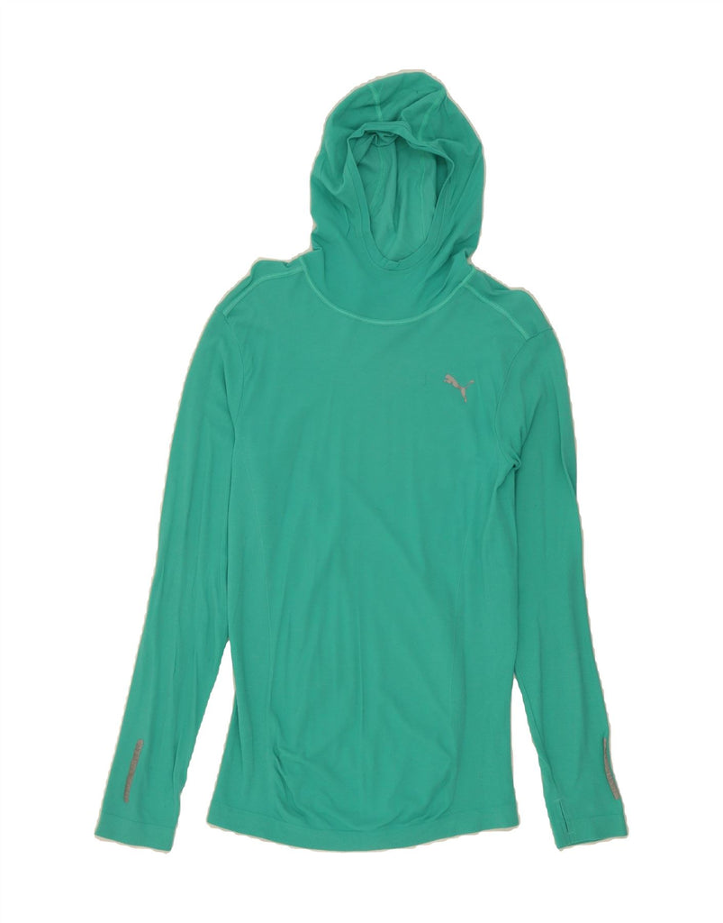 PUMA Womens Hooded Top Long Sleeve UK 12 Medium Green Nylon Vintage Puma and Second-Hand Puma from Messina Hembry 
