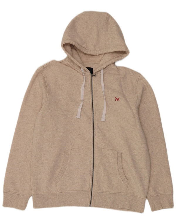 Crew Clothing Mens Zip Hoodie Sweater 2XL Beige Cotton