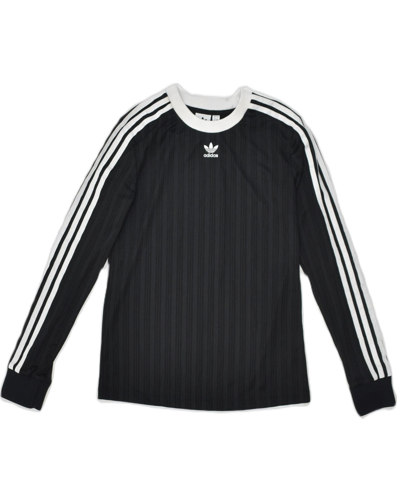 ADIDAS Womens Top Long Sleeve UK 8 Small Black Polyester | Vintage Adidas | Thrift | Second-Hand Adidas | Used Clothing | Messina Hembry 