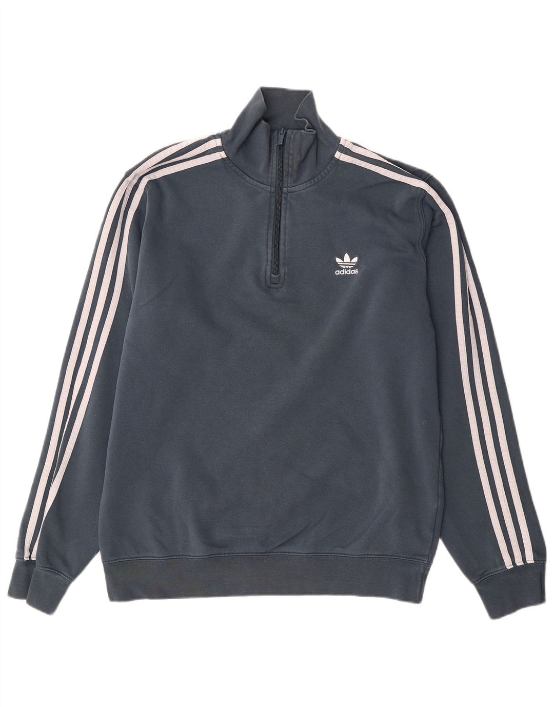 Adidas Mens Zip Neck Sweatshirt Jumper Medium Grey Cotton