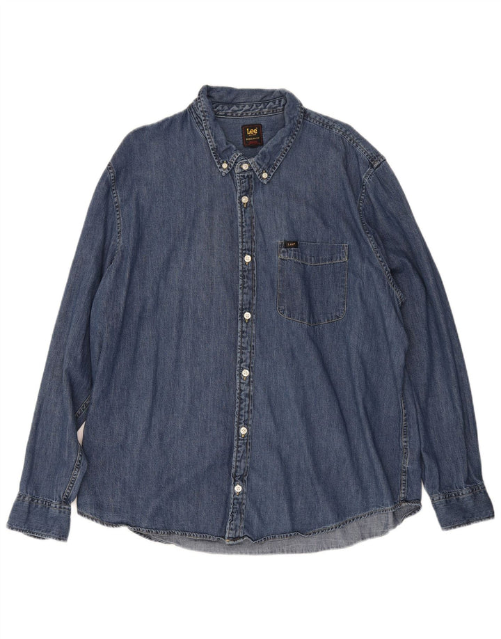 Lee Mens Regular Fit Denim Shirt 2XL Blue Cotton