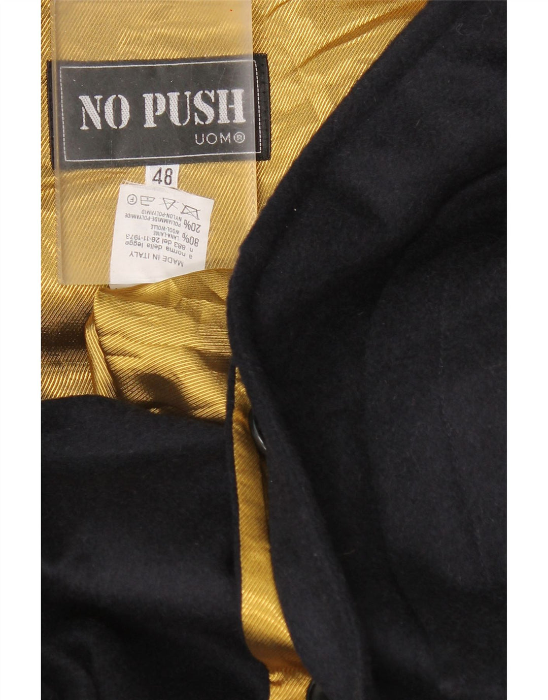 Vintage Mens Hooded Overcoat IT 48 Medium Navy Blue Wool