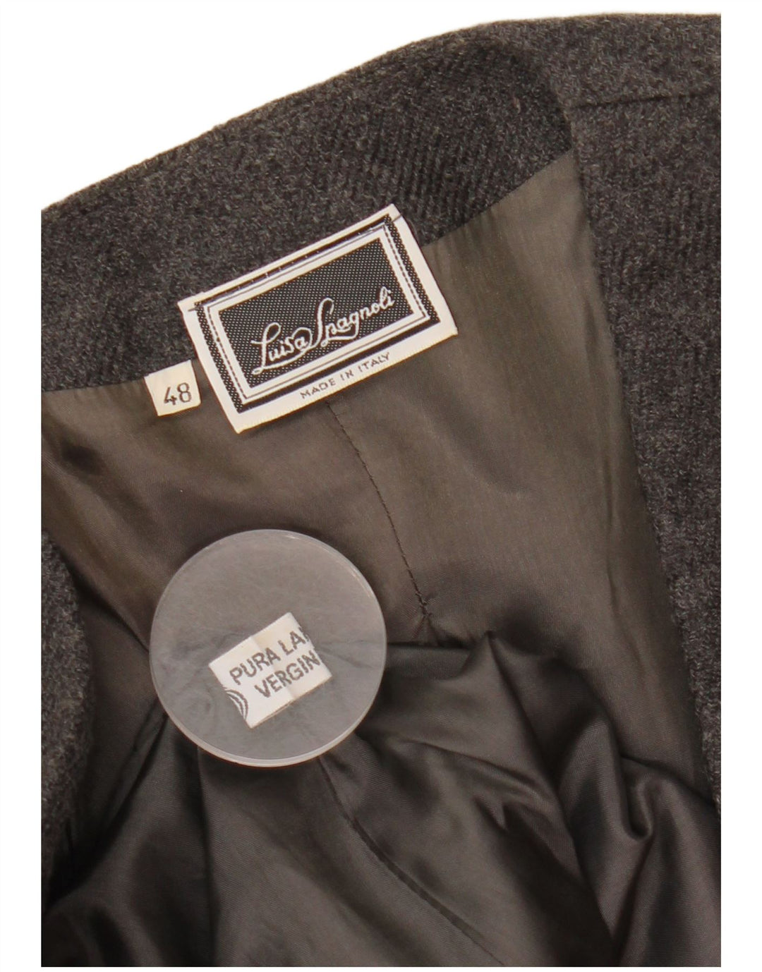 LUISA SPAGNOLI Womens 1 Button Blazer Jacket IT 48 XL Grey Wool