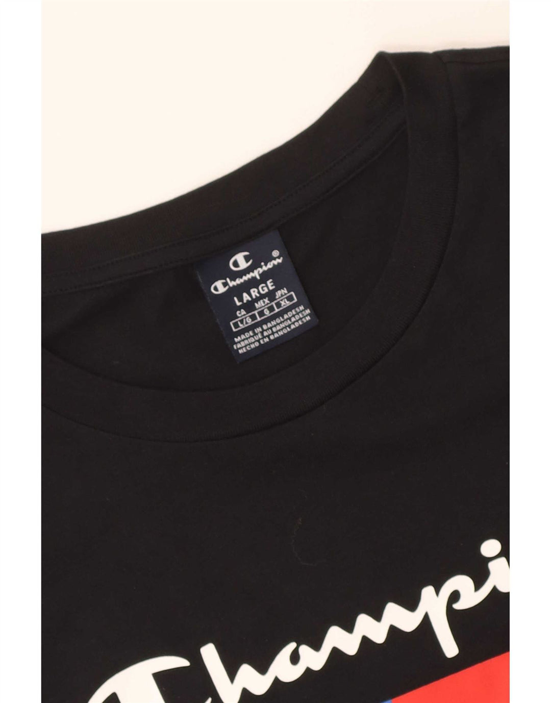 Champion Mens Graphic T-Shirt Top Large Black