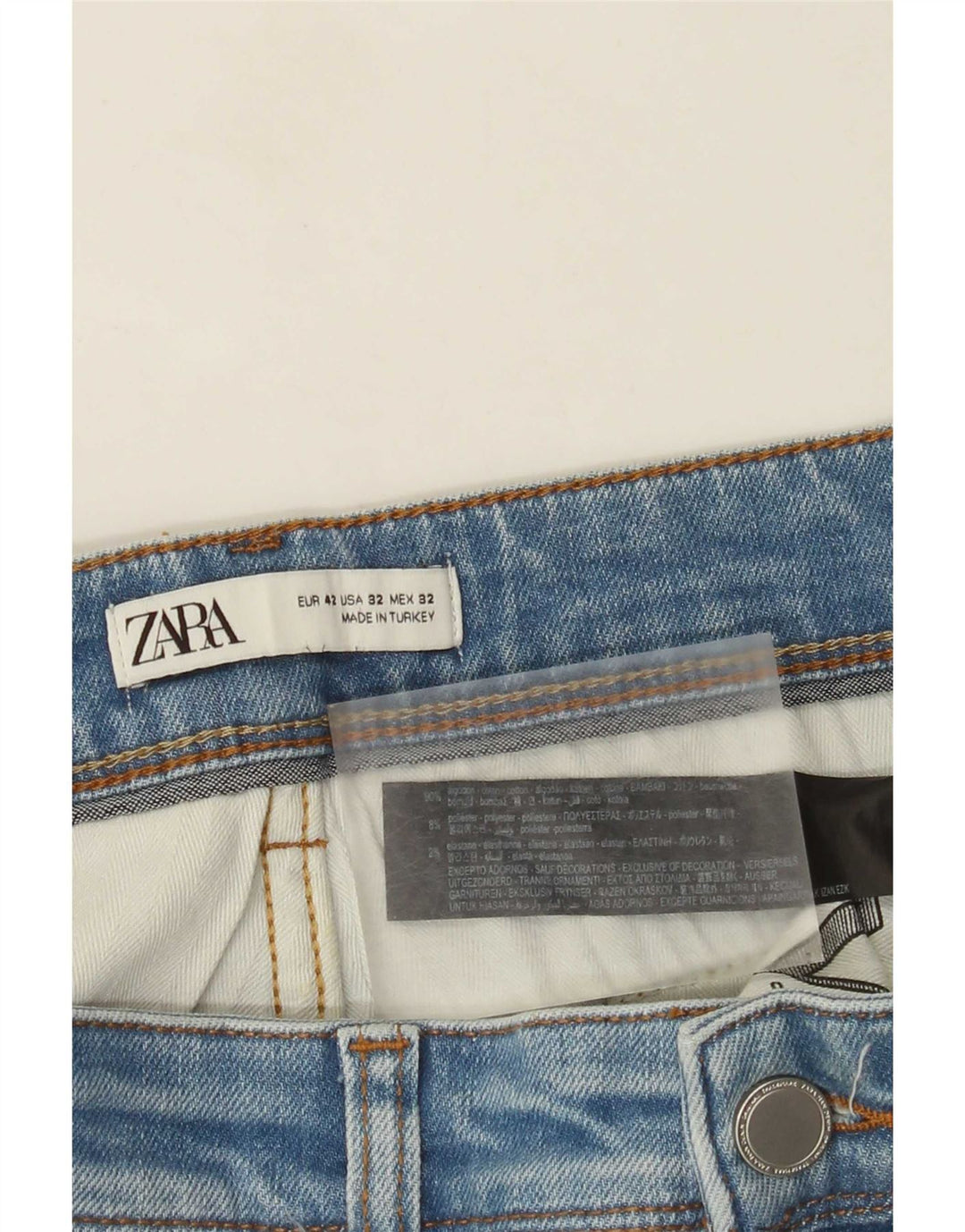 Zara Mens Slim Jeans EU 42 Large W32 L30 Blue Cotton