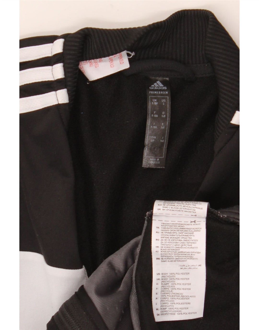 Adidas Boys Tracksuit Top Jacket 9-10 Years Black Colourblock Polyester