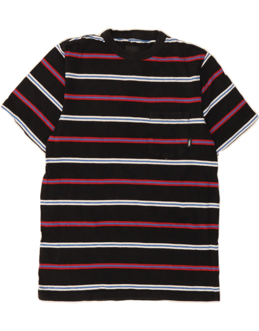 VANS Womens T-Shirt Top UK 12 Medium Black Striped Cotton Vintage Vans and Second-Hand Vans from Messina Hembry 