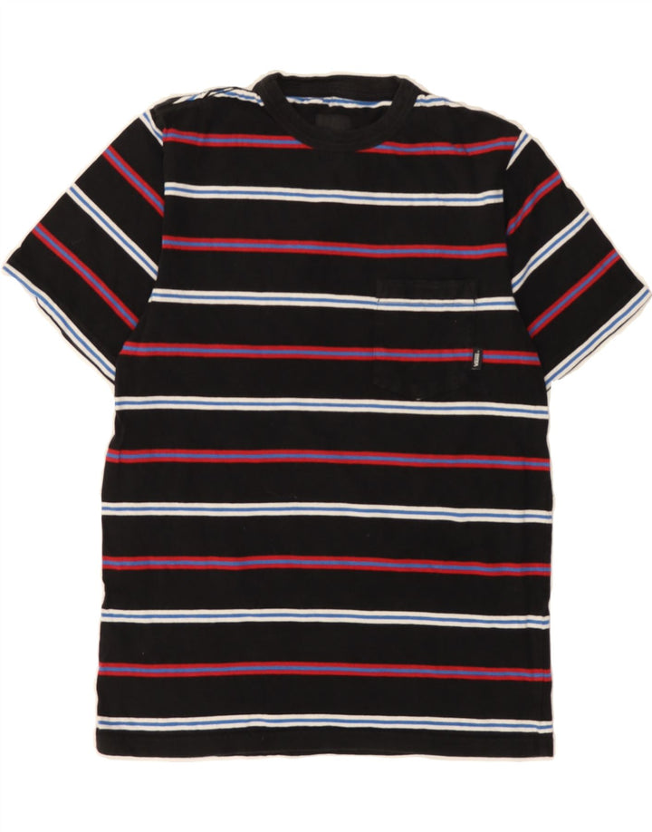 VANS Womens T-Shirt Top UK 12 Medium Black Striped Cotton Vintage Vans and Second-Hand Vans from Messina Hembry 