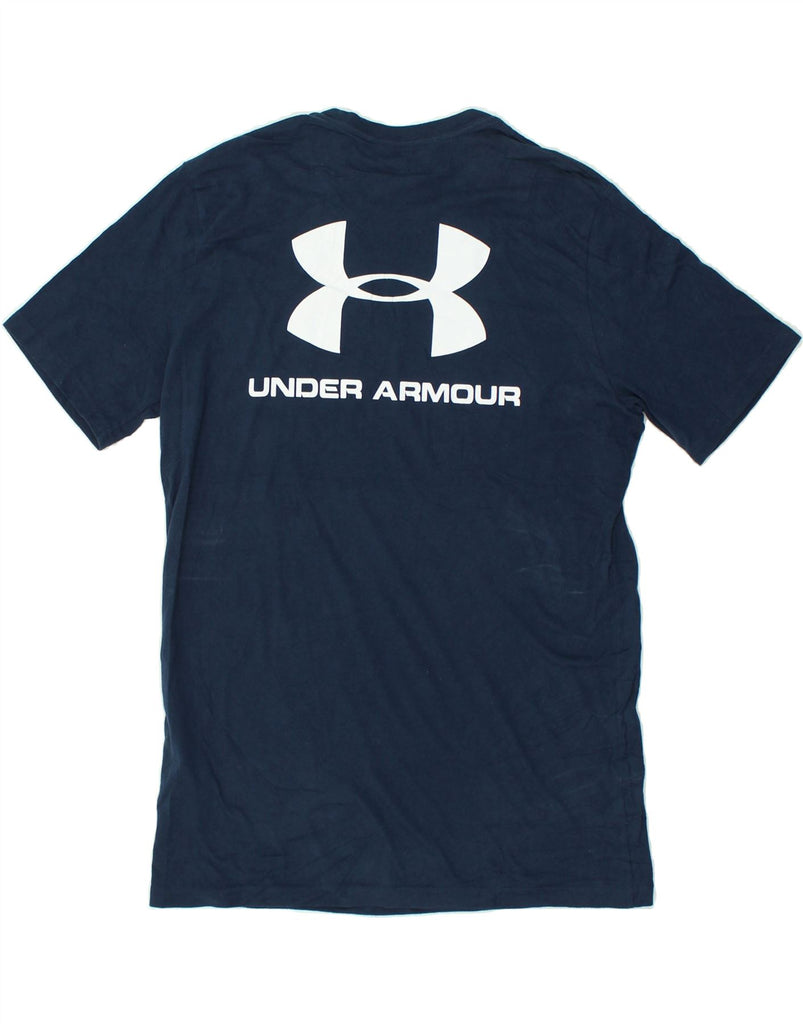 UNDER ARMOUR Mens Graphic T-Shirt Top Medium Navy Blue Cotton | Vintage Under Armour | Thrift | Second-Hand Under Armour | Used Clothing | Messina Hembry 