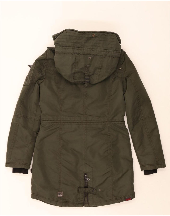 KHUJO Womens Hooded Parka Jacket UK 14 Medium Khaki Nylon Vintage KHUJO and Second-Hand KHUJO from Messina Hembry 