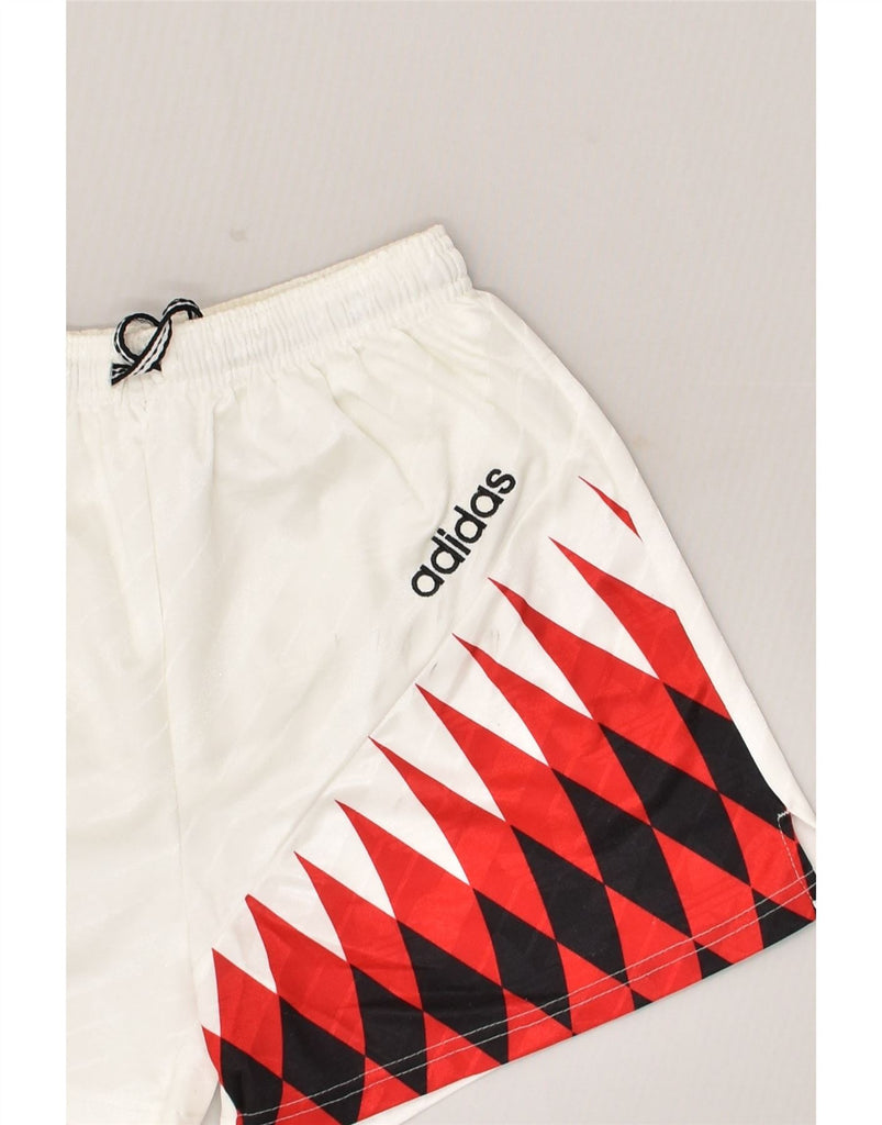 ADIDAS Boys Graphic Sport Shorts 13-14 Years White Geometric Polyester | Vintage Adidas | Thrift | Second-Hand Adidas | Used Clothing | Messina Hembry 