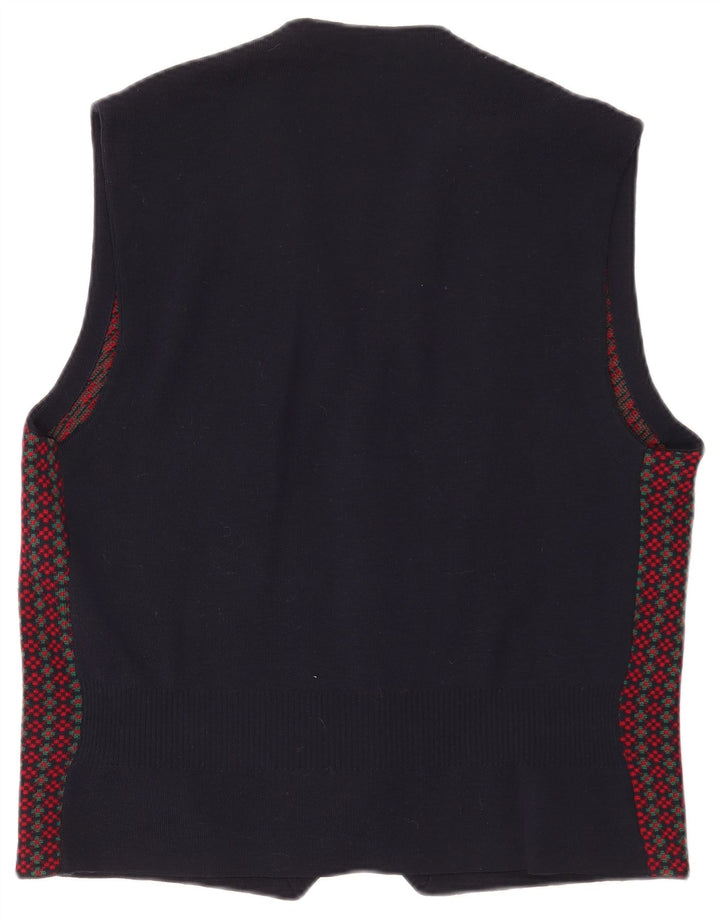 Svevo Mens Knit Waistcoat XL Navy Blue Geometric Wool