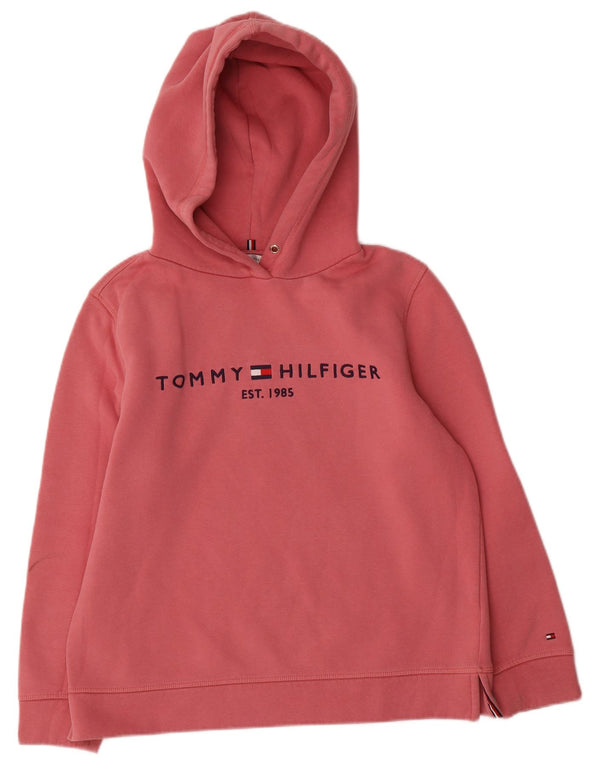 Tommy Hilfiger Womens Graphic Hoodie Jumper UK 14 Medium Pink Cotton