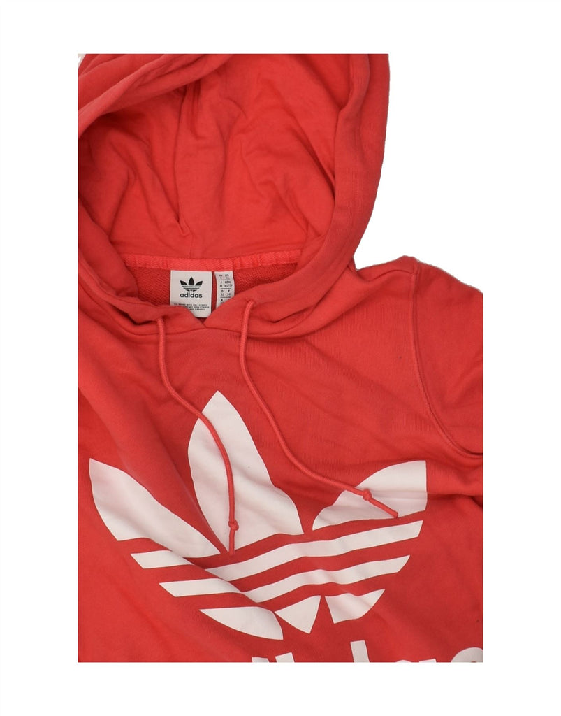 ADIDAS Womens Graphic Hoodie Jumper UK 6 XS Red Cotton | Vintage Adidas | Thrift | Second-Hand Adidas | Used Clothing | Messina Hembry 