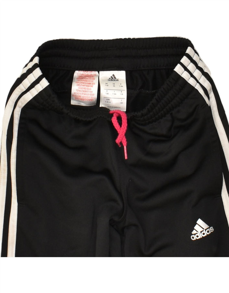 ADIDAS Girls Tracksuit Trousers 7-8 Years Black Polyester | Vintage Adidas | Thrift | Second-Hand Adidas | Used Clothing | Messina Hembry 