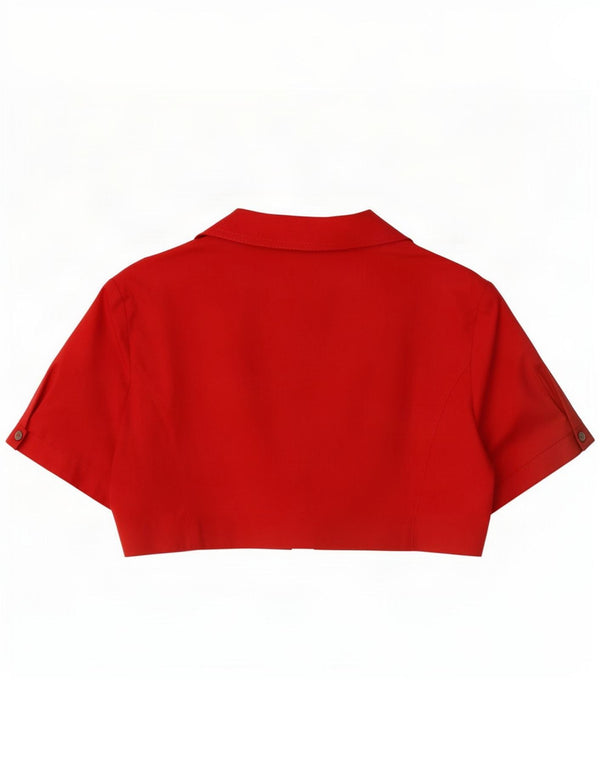 Sandro Ferrone Womens Short Sleeve Bolero Top UK 18 XL Red Cotton