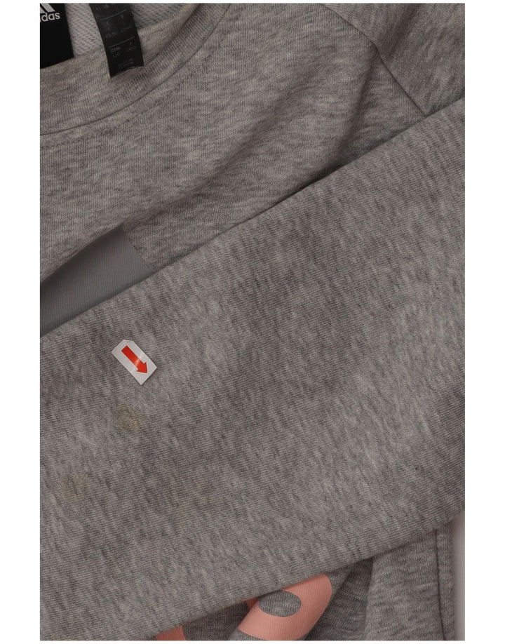 ADIDAS Womens Graphic Sweatshirt Jumper UK 14/16 Large Grey Cotton