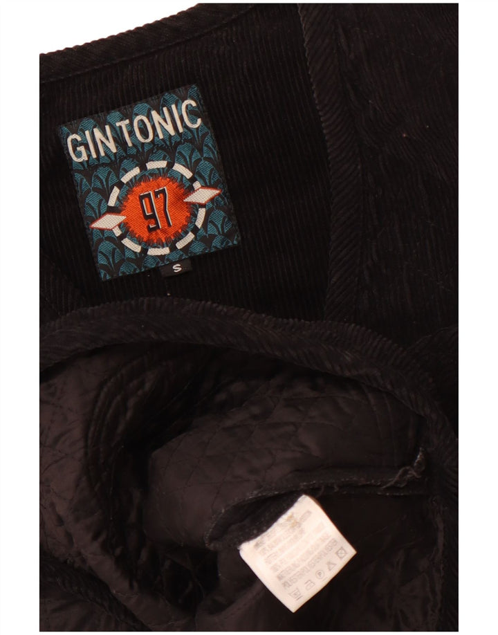 GIN TONIC Mens Quilted Corduroy Gilet UK 36 Small Black Cotton