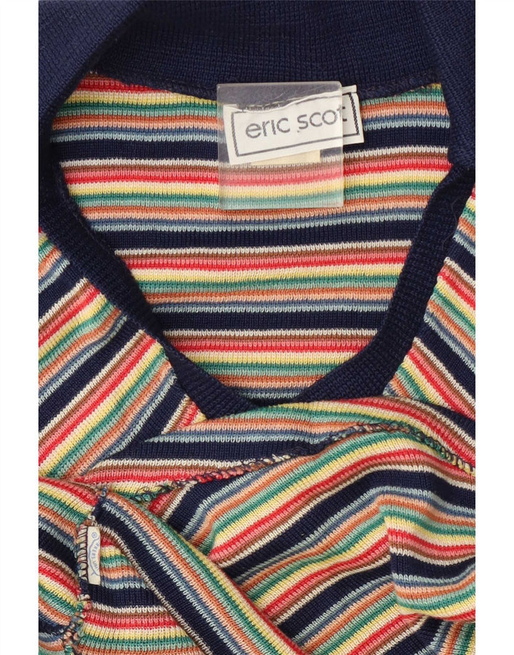 Vintage Womens Knit Blouse Top UK 12 Medium Multicoloured Striped