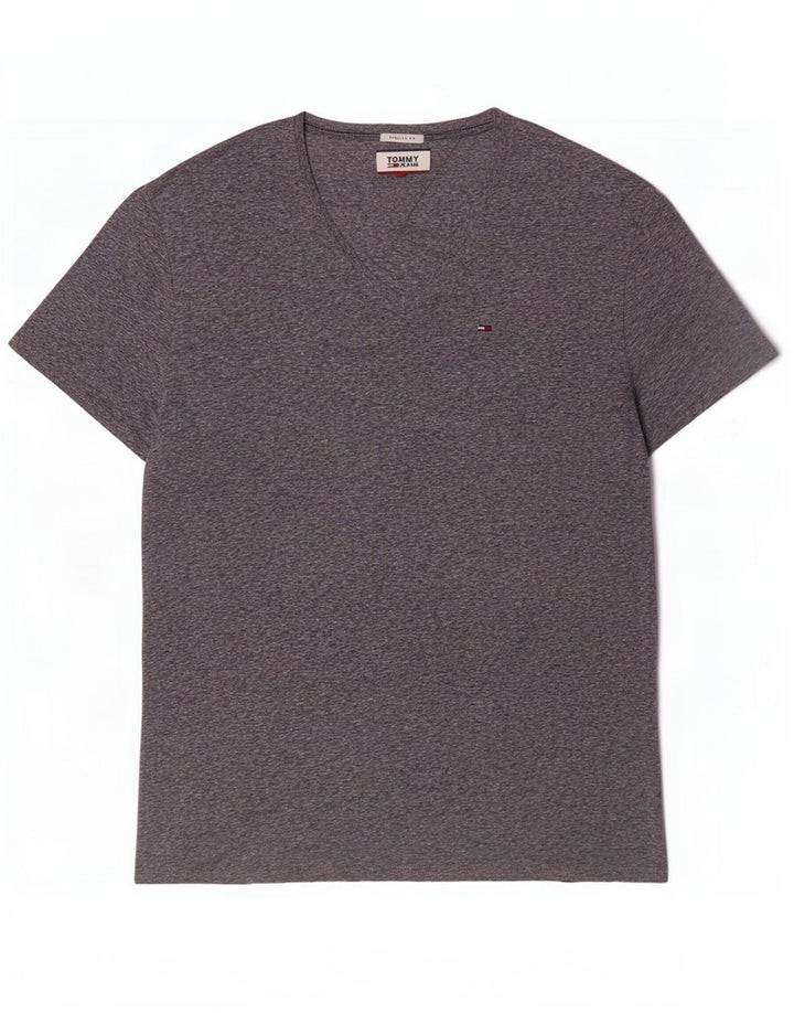 Tommy Hilfiger Mens Regular Fit T-Shirt Top XL Grey Flecked Polyester