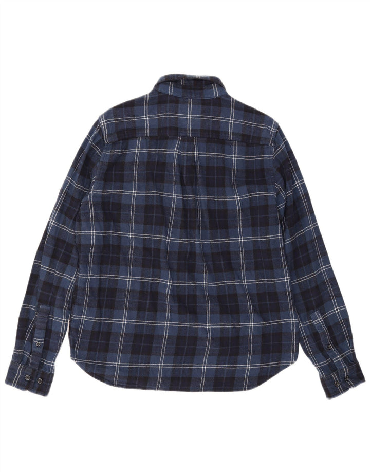 Eddie Bauer Mens Flannel Shirt Large Navy Blue Check Cotton