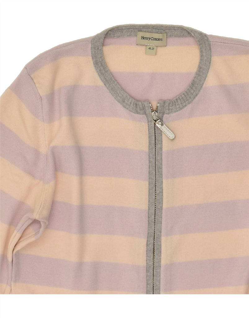 HENRY COTTONS Womens Cardigan Sweater IT 42 Medium Purple Striped Cotton | Vintage Henry Cottons | Thrift | Second-Hand Henry Cottons | Used Clothing | Messina Hembry 