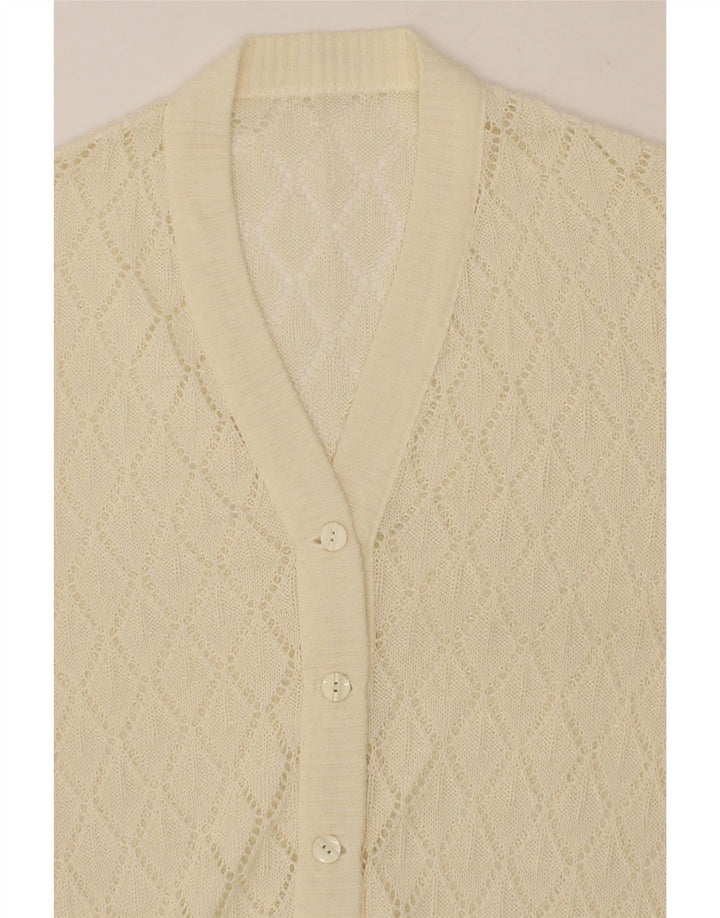 VINTAGE Womens See Through Cardigan Sweater UK 14 Large Off White Vintage Vintage and Second-Hand Vintage from Messina Hembry 